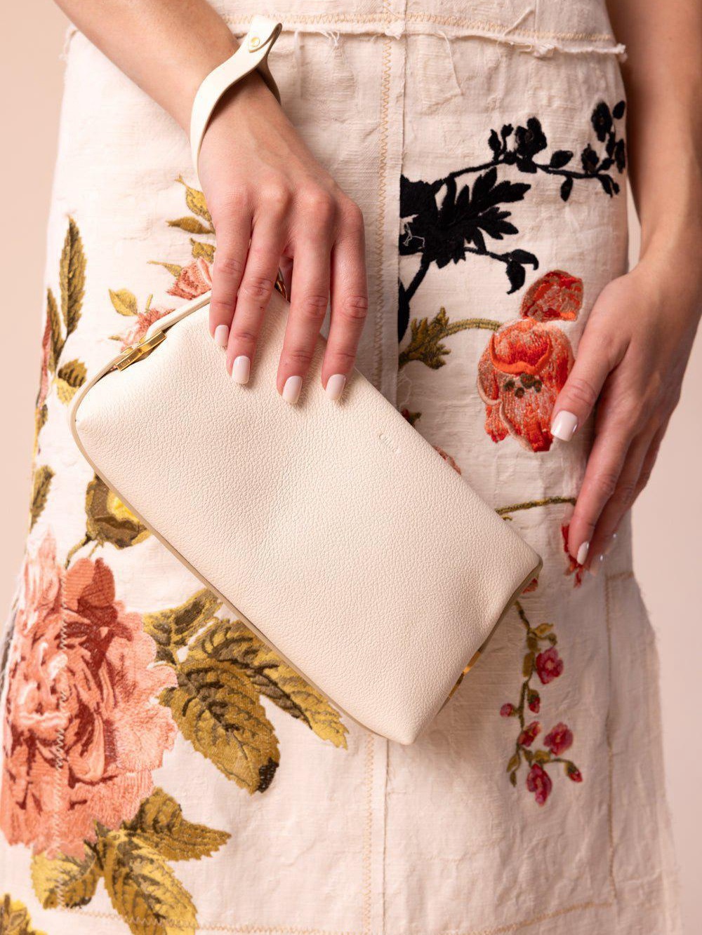 Chloe Chic 
Marcie Textured Leather Ivory Mist Clutch Bag